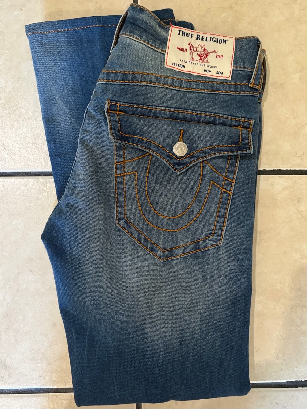 True Religion Blue Denim Back Pocket Jeans